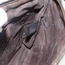 FENDI Zucchino Canvas Shoulder Bag Brown Silver Auth 174409-19
