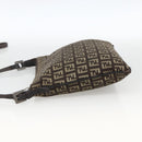 FENDI Zucchino Canvas Shoulder Bag Brown Silver Auth 174409-3