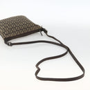 FENDI Zucchino Canvas Shoulder Bag Brown Silver Auth 174409-7