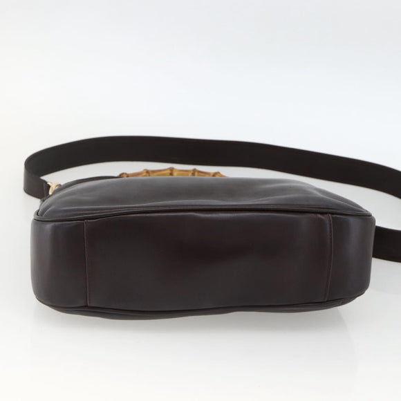 GUCCI Bamboo Hand Bag Leather 2way Brown Gold 001 1638 Auth 174410