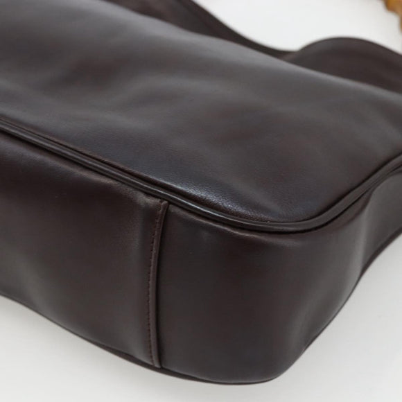 GUCCI Bamboo Hand Bag Leather 2way Brown Gold 001 1638 Auth 174410