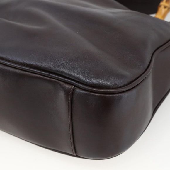 GUCCI Bamboo Hand Bag Leather 2way Brown Gold 001 1638 Auth 174410