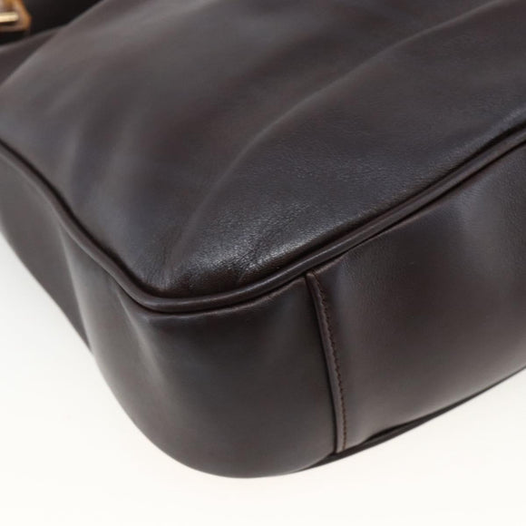 GUCCI Bamboo Hand Bag Leather 2way Brown Gold 001 1638 Auth 174410