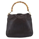 GUCCI Bamboo Hand Bag Leather 2way Brown Gold 001 1638 Auth 174410-13