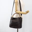 GUCCI Bamboo Hand Bag Leather 2way Brown Gold 001 1638 Auth 174410-23