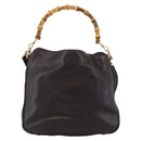 GUCCI Bamboo Hand Bag Leather 2way Brown Gold 001 1638 Auth 174410-2