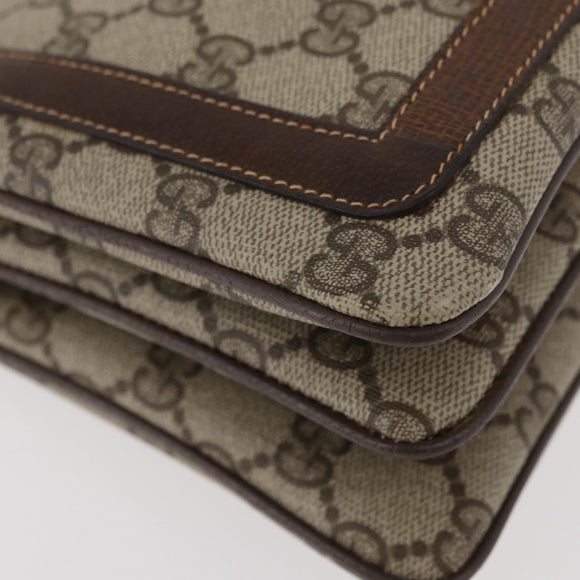GUCCI GG Supreme Web Sherry Line Bag PVC Beige Gold 001 16 4085 Auth 174411