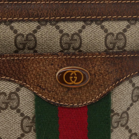 GUCCI GG Supreme Web Sherry Line Bag PVC Beige Gold 001 16 4085 Auth 174411
