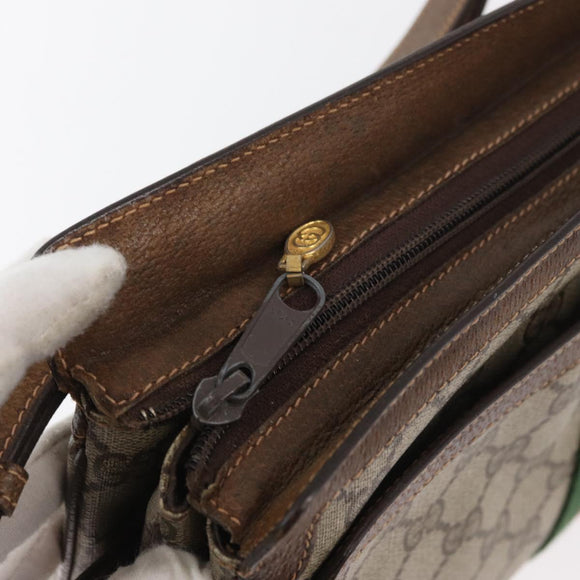 GUCCI GG Supreme Web Sherry Line Bag PVC Beige Gold 001 16 4085 Auth 174411