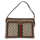 GUCCI GG Supreme Web Sherry Line Bag PVC Beige Gold 001 16 4085 Auth 174411-13