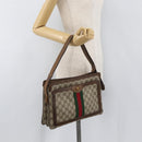 GUCCI GG Supreme Web Sherry Line Bag PVC Beige Gold 001 16 4085 Auth 174411-27