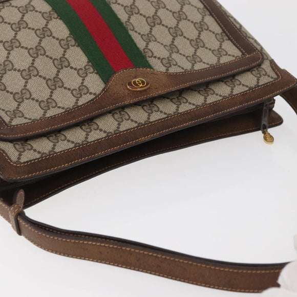 GUCCI GG Supreme Web Sherry Line Bag PVC Beige Gold 001 16 4085 Auth 174411