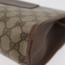 GUCCI GG Supreme Web Sherry Line Clutch Bag PVC Beige Gold Auth 174412-11