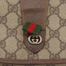 GUCCI GG Supreme Web Sherry Line Clutch Bag PVC Beige Gold Auth 174412-12