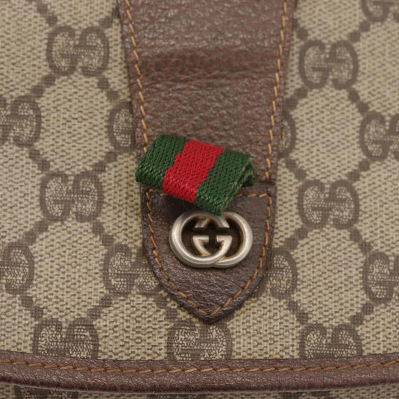 GUCCI GG Supreme Web Sherry Line Clutch Bag PVC Beige Gold Auth 174412