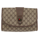 GUCCI GG Supreme Web Sherry Line Clutch Bag PVC Beige Gold Auth 174412-2