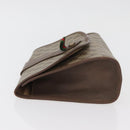 GUCCI GG Supreme Web Sherry Line Clutch Bag PVC Beige Gold Auth 174412-5