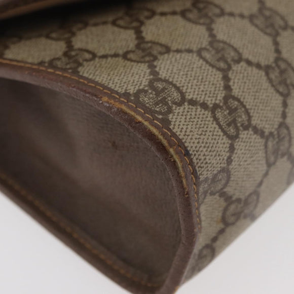 GUCCI GG Supreme Web Sherry Line Clutch Bag PVC Beige Gold Auth 174412