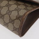 GUCCI GG Supreme Web Sherry Line Clutch Bag PVC Beige Gold Auth 174412-9
