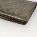 CHANEL Matelasse 2.55 Long Wallet Lamb Skin Gold Silver CC Auth 174416A-15