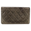 CHANEL Matelasse 2.55 Long Wallet Lamb Skin Gold Silver CC Auth 174416A-2