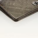 CHANEL Matelasse 2.55 Long Wallet Lamb Skin Gold Silver CC Auth 174416A-14