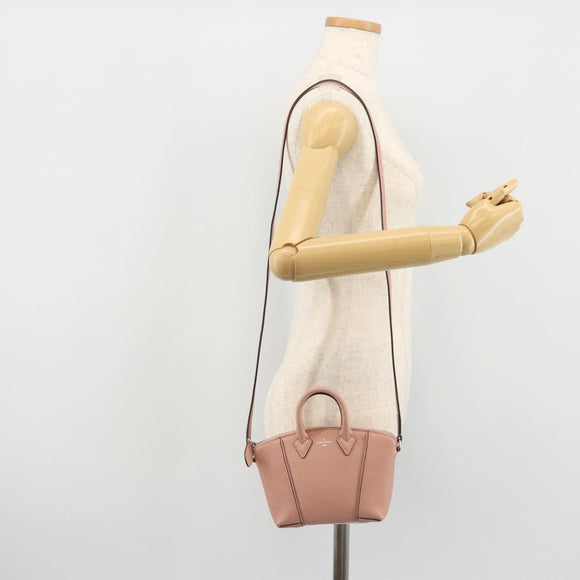 LOUIS VUITTON Parnasea Nano Lockit Hand Bag Leather Pink M61256 LV Auth 174420V
