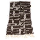FENDI Zucca Canvas Scarf Wool Ivory Brown Auth 174421A-2