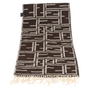 FENDI Zucca Canvas Scarf Wool Ivory Brown Auth 174421A-3
