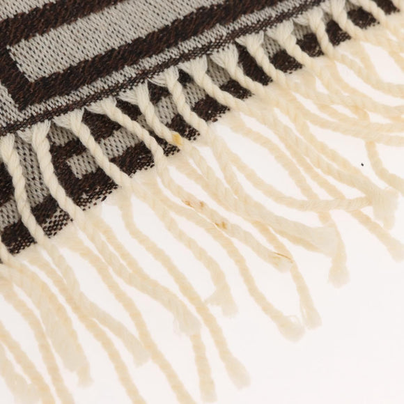 FENDI Zucca Canvas Scarf Wool Ivory Brown Auth 174421A