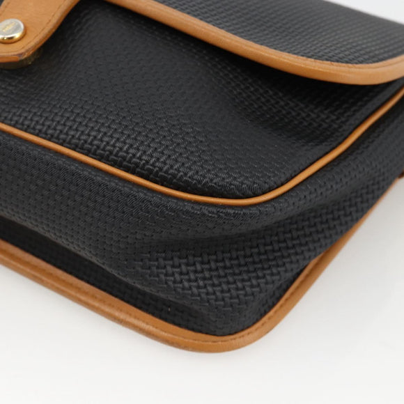 SAINT LAURENT Shoulder Bag PVC Canvas Black Gold Auth 174423