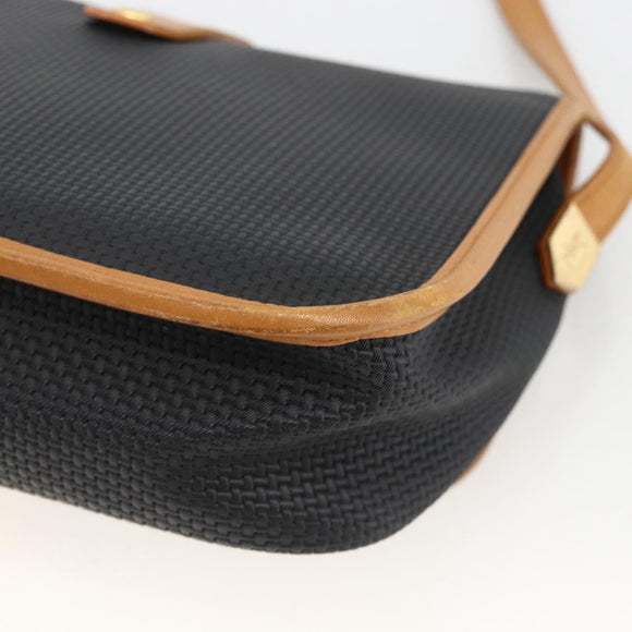 SAINT LAURENT Shoulder Bag PVC Canvas Black Gold Auth 174423