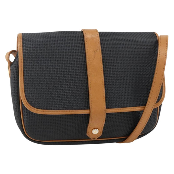 SAINT LAURENT Shoulder Bag PVC Canvas Black Gold Auth 174423