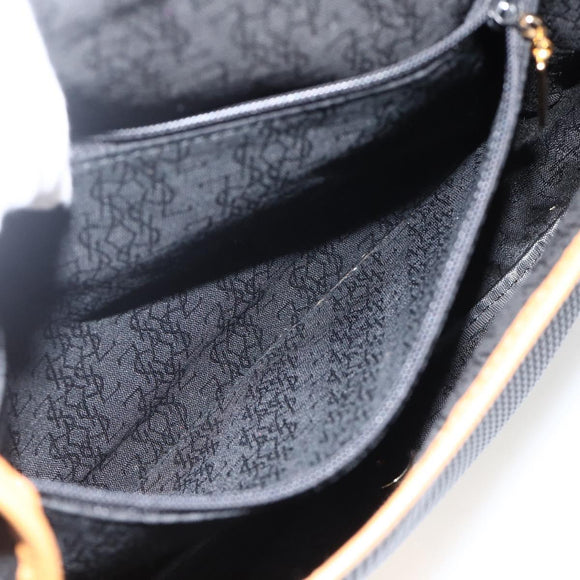 SAINT LAURENT Shoulder Bag PVC Canvas Black Gold Auth 174423