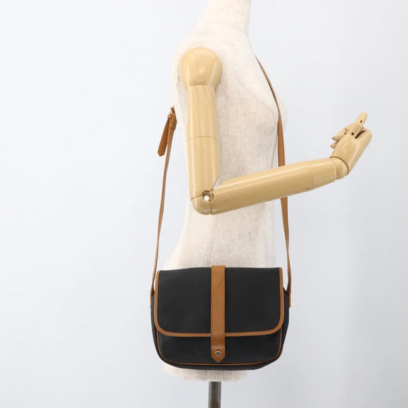 SAINT LAURENT Shoulder Bag PVC Canvas Black Gold Auth 174423
