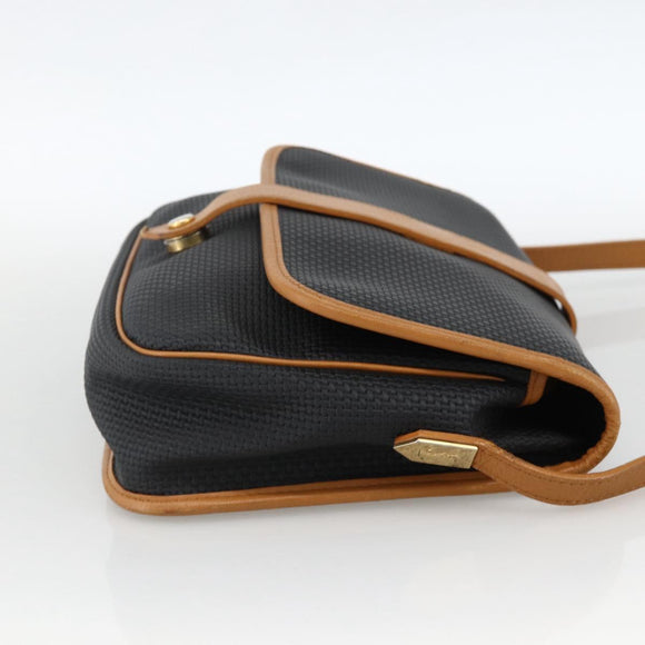 SAINT LAURENT Shoulder Bag PVC Canvas Black Gold Auth 174423