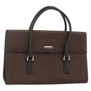 BURBERRY Hand Bag Leather Brown Silver Auth 174424-1