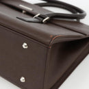 BURBERRY Hand Bag Leather Brown Silver Auth 174424-9