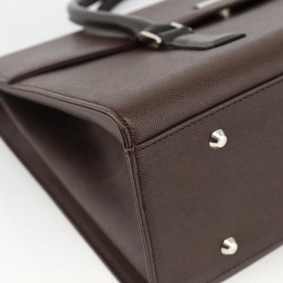 BURBERRY Hand Bag Leather Brown Silver Auth 174424
