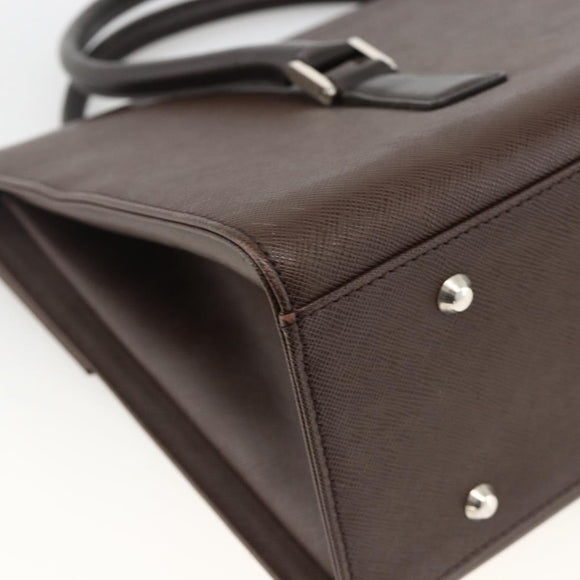BURBERRY Hand Bag Leather Brown Silver Auth 174424
