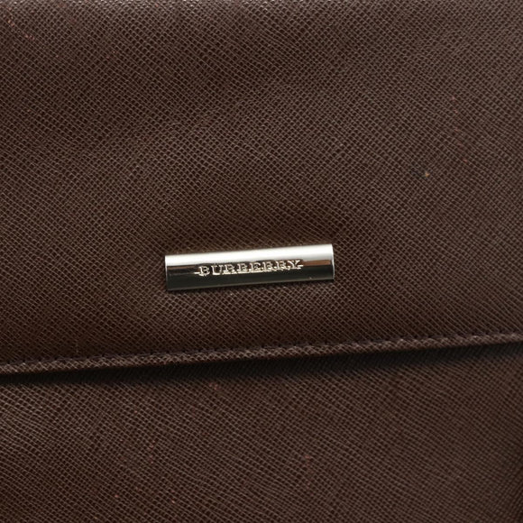 BURBERRY Hand Bag Leather Brown Silver Auth 174424