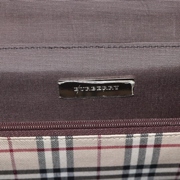 BURBERRY Hand Bag Leather Brown Silver Auth 174424