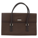 BURBERRY Hand Bag Leather Brown Silver Auth 174424-13