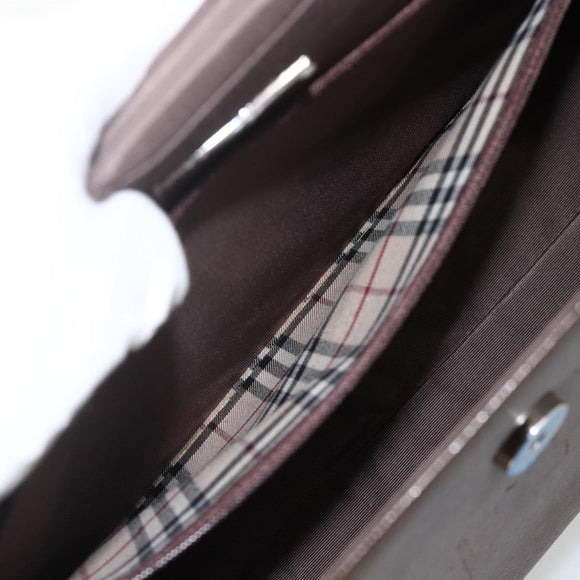 BURBERRY Hand Bag Leather Brown Silver Auth 174424