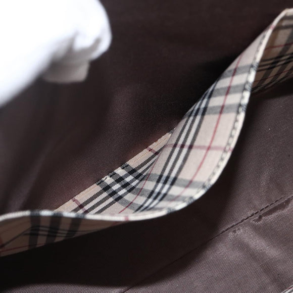 BURBERRY Hand Bag Leather Brown Silver Auth 174424
