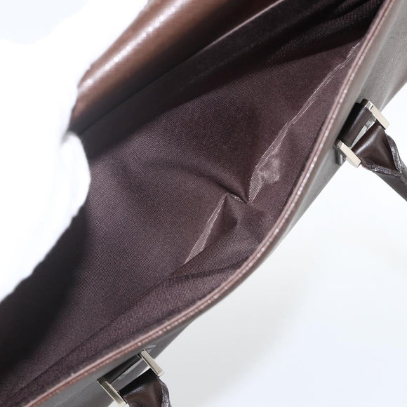 BURBERRY Hand Bag Leather Brown Silver Auth 174424
