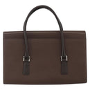 BURBERRY Hand Bag Leather Brown Silver Auth 174424-2