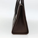 BURBERRY Hand Bag Leather Brown Silver Auth 174424-4