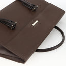 BURBERRY Hand Bag Leather Brown Silver Auth 174424-6