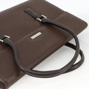 BURBERRY Hand Bag Leather Brown Silver Auth 174424-7